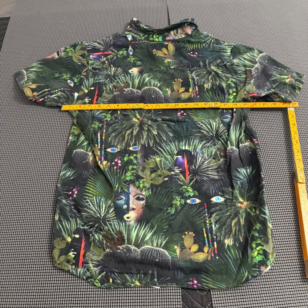 Roark Revival Mens Medium Classic Fit Tropical Surrealist Tiki Face Shirt Green - Picture 4 of 4